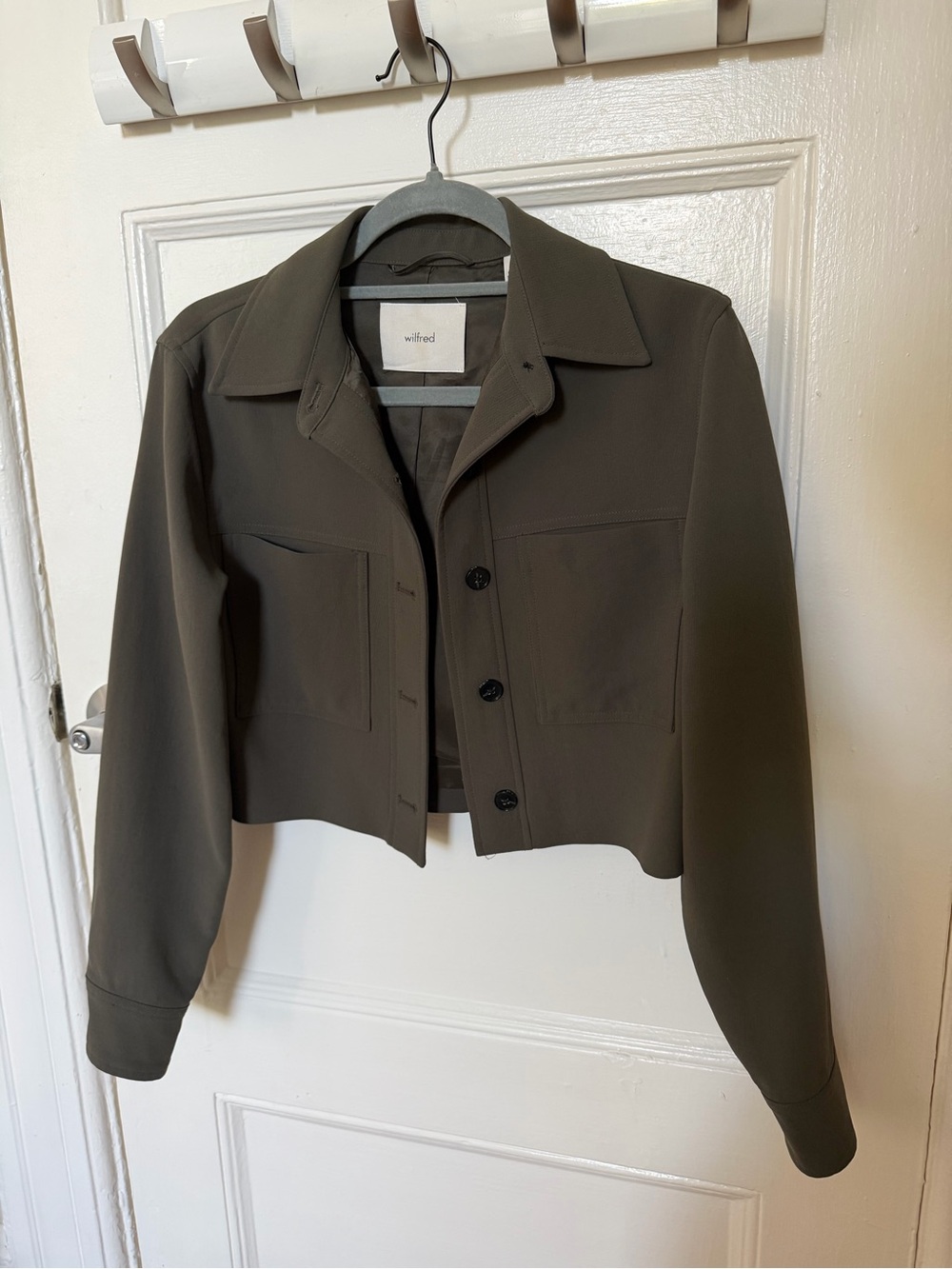 Wilfred Olive Green Cropped Button Jacket